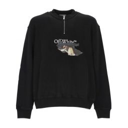 오프 화이트 로고 프린트 지퍼 디테일 스웨트셔츠 OMBA073F25FLE004