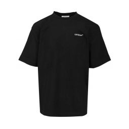 Off White 로고 자수 크루넥 티셔츠 OMAA120F25JER005