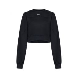 Off White 로고 자수 크롭 스웨트셔츠 OWBA071F23JER001