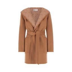 Tory Burch 모노그램 자카드 벨트 코트 153871