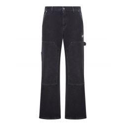 Off White 로고 패치 스트레이트 레그 진 OMYA191F25DEN001