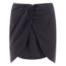 오프화이트 핀스트라이프 하이웨이스트 미니 스커트 OWCU009S24FAB002