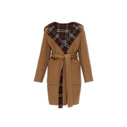 버버리 체크 후드 벨티드 리버시블 코트 8115663