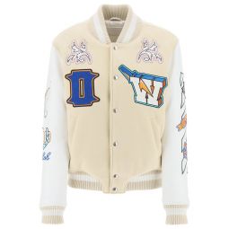 Off White 툰더볼트 버튼 긴소매 봄버 재킷 OWEK006S24FAB001