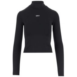 Off White 로고 프린트 하이넥 탑 OWVB037F23JER001