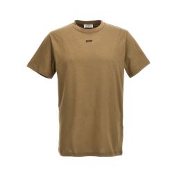 Off White 로고 자수 크루넥 티셔츠 OMAA027F23JER008