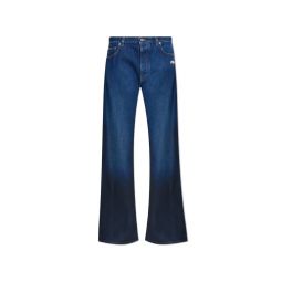 오프 화이트 로고 자수 플레어 헴 진 OMYA18JF25DEN001