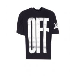 Off White 로고 프린트 크루넥 티셔츠 OMAA120F25JER00L