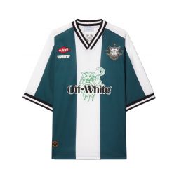 오프화이트 타이거 23 축구 로고 프린트 티셔츠 OMAD00AS25JER002