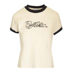 오프화이트 스크립트 핏 크루넥 티셔츠 OWAA112S25JER003