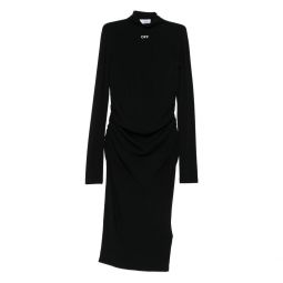 Off White 로고 프린트 긴팔 드레스 OWDB55EF25JER001