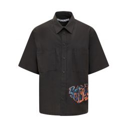 오프 화이트 버튼 반소매 셔츠 OMGG002S23FAB003