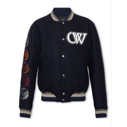Off White 로고 디테일 바시티 보머 재킷 OMEH053F23FAB0024701