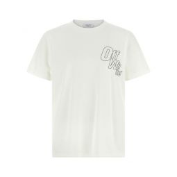 Off White 로고 프린트 크루넥 티셔츠 OMAA027F25JER009
