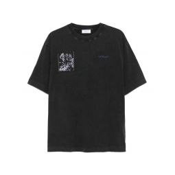 Off White 로고 프린트 크루넥 티셔츠 OMAA120F25JER00S