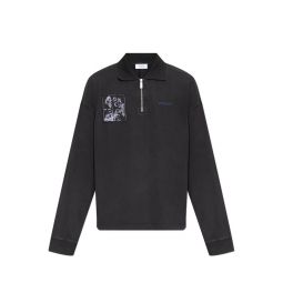 오프 화이트 하프 지퍼 긴팔 폴로 셔츠 OMAD00NF25JER003