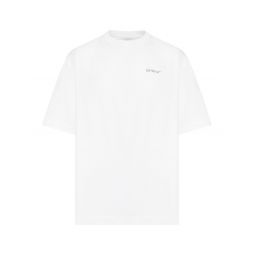 Off White 로고 프린트 크루넥 티셔츠 OMAA120F25JER013
