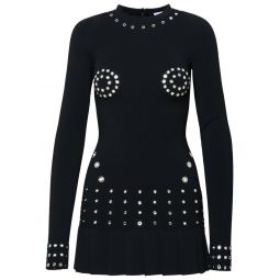 오프화이트 임벨리시드 크루넥 긴팔 드레스 OWHI110F23KNI001