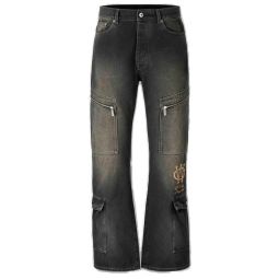 오프 화이트 로고 자수 플레어 진 MYA190F5D0011117