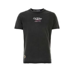 Off White 로고 프린트 크루넥 티셔츠 OMAA156S23JER001