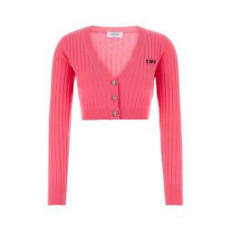 오프화이트 V넥 크롭 가디건 OWHB048F24KNI001