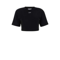 Off White 오프 스탬프 크루넥 크롭 티셔츠 OWAA081C99JER004