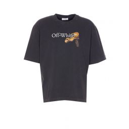Off White 로고 프린트 크루넥 티셔츠 OMAA120F25JER00V