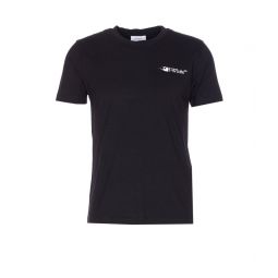 Off White 로고 자수 크루넥 티셔츠 OMAA027F25JER007