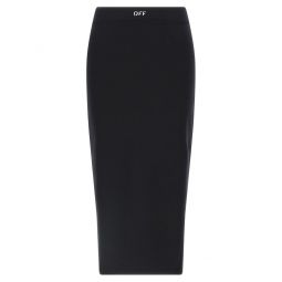 오프 화이트 로고 프린트 미디 스커트 OWCW00PF25JER0011001