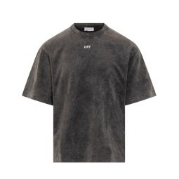 Off White 로고 프린트 크루넥 티셔츠 OMAA120F25JER014