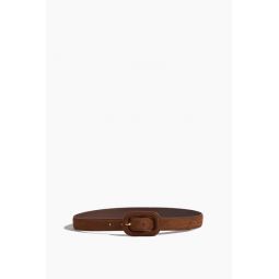 Covered Buckle Belt in Brown Suede
