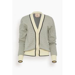 Jacquard Check Cardigan in Butter Base Black Check