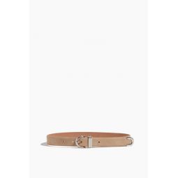 Bambi Skinny Belt with Silver Hardware in Nude