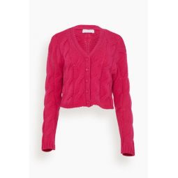 Jolie Cable Knit Cardigan in Lipstick
