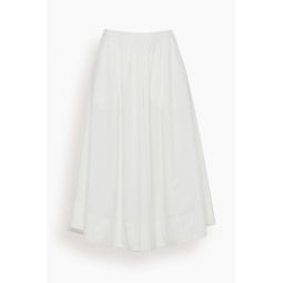 Cotton Poplin Elasticated Skirt in White