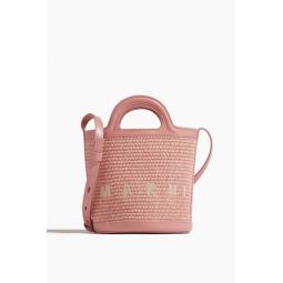 Tropicalia Small Bucket Bag in Pink Raffia