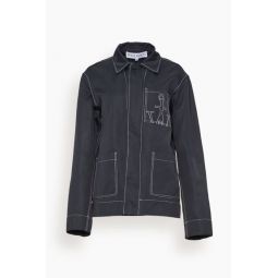 Contrast Seam Workwear Jacket in Black