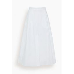 Wide Poplin Skirt in White