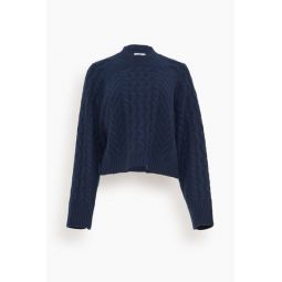 Walker Cable Knit Sweater in Midnight Navy