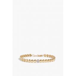 Pave Hearted Bracelet in 14k Yellow Gold
