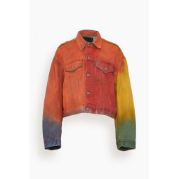 Eli Boxy Trucker Jacket in Multicolor Spray Dye