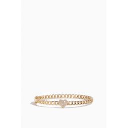 Pave Heart Bangle in 14K Gold