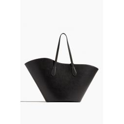 Open Tulip Large Tote in Black Leather
