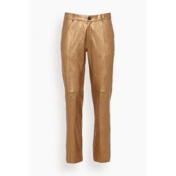 Laminated Nappa Leather Straight Leg Pants in Bronze