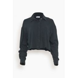 Crop Knit Shirt in Stone Black