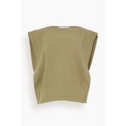 Top Sleeveless Round Neck Knit Sweater in Oliva