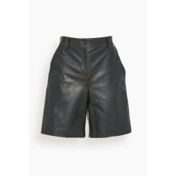 Bull Leather Bermuda Short in Black