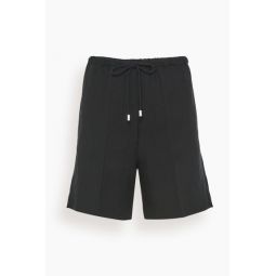 Press Creased Drawstring Shorts in Black