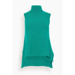 Sleeveless Top with Turtleneck in Emerald