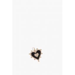 Black Enamel and Diamond Heart Pendant